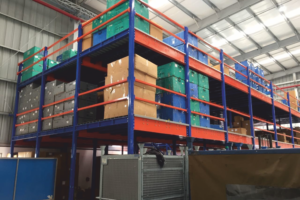 Two Tier Mezzanine Structure For Material Storage